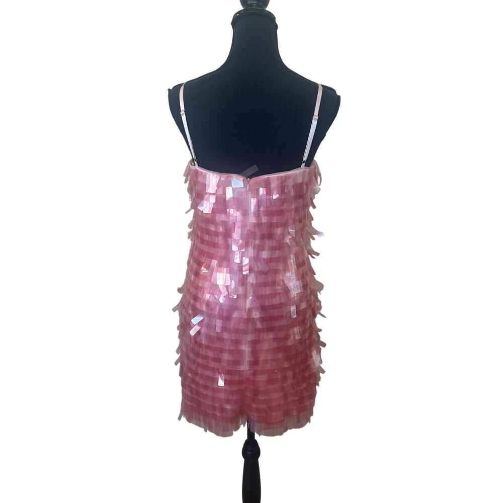 Badgley Mischka Pink Sequin Mini Slip Dress SIZE 8 Cocktail Party Designer $500 - Picture 13 of 15
